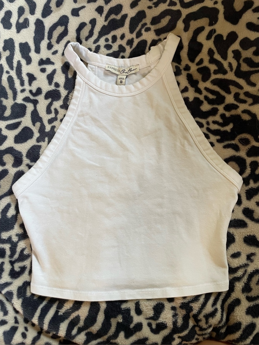 White cropped halter tank top